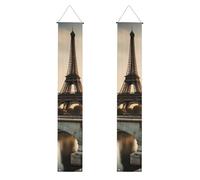 WHJSHOP Bannière de porche de remise de diplôme de la Tour Eiffel de Paris - Robuste, durable, lavable et réutilisable - Décoration de remise de diplôme pour fêtes, cérémonies, portes d'entrée