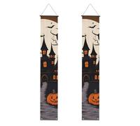 WHJSHOP Bannière de porche gothique Happy Halloween pour remise de diplôme - Robuste, durable, lavable et réutilisable, décoration de remise de diplôme pour fêtes, cérémonies, portes d'entrée