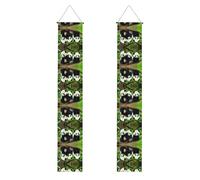WHJSHOP Bannière de porche Panda Cubs in the Forest - Robuste, durable, lavable et réutilisable - Décoration de remise de diplôme pour fêtes, cérémonies, portes d'entrée