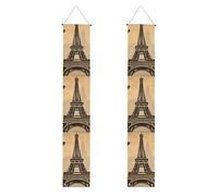 WHJSHOP Bannière de porche vintage Paris Tour Eiffel papillon - Robuste, durable, lavable et réutilisable Décoration de remise de diplôme pour fêtes, cérémonies, portes d'entrée