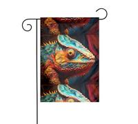 WHJSHOP Beau drapeau de jardin à motif caméléon de 30,5 x 45,7 cm pour décoration de cour avec une largeur de poteau de 3 cm (drapeau uniquement, mât non inclus)