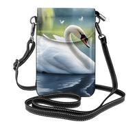 WHJSHOP Beau sac à bandoulière en cuir pour femme avec motif cygne blanc, imperméable et durable