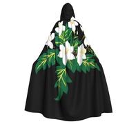 WHJSHOP Belle cape à capuche brodée avec motif fleurs de jasmin pour Halloween pour adulte est une cape super grande, confortable et durable