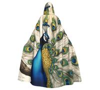 WHJSHOP Belle cape à capuche pour adulte avec image de paon pour Halloween, costumes de jeu de rôle et fêtes à thème