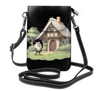 WHJSHOP Big Bad Wolf Outside The Thatched Cottage Picture Petit sac à bandoulière en cuir pour femme, imperméable et durable