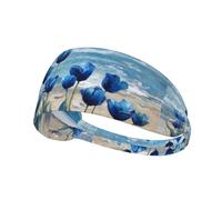 WHJSHOP Blue Tulips by The Sea Prints Bandeau de sport pour femme résistant à la transpiration Bande élastique