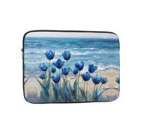 WHJSHOP Blue Tulips by The Sea Prints Housse de protection portable antichoc pour ordinateur portable pour homme et femme, voyage d'affaires, utilisation quotidienne au bureau