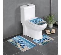 WHJSHOP Blue Tulips by The Sea Prints Lot de 3 tapis de sol pour salle de bain, tapis de douche, antidérapant, séchage rapide