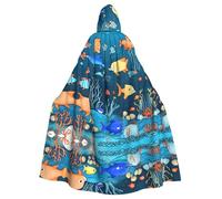 WHJSHOP Blue Underwater World of Fish Picture Cape à capuche pour adulte pour homme et femme