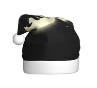 WHJSHOP Bonnet de Noël imprimé chiot ombre dans la lune pour adulte, ce qui en fait un cadeau amusant et durable pour homme et femme