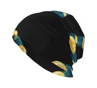 WHJSHOP Bonnet tricoté avec pièces d'or sur anneau de natation pour adulte - Doux, confortable et respirant pour homme et femme