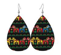 WHJSHOP Boucles d'oreilles pendantes en cuir avec motif cheval suédois Dala - Gouttes d'eau chic pour un style festif et un éclat quotidien