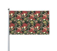 WHJSHOP Bright Mushrooms Art Prints Drapeau décoratif d'extérieur en polyester pour cour, terrasse et célébrations festives 0,9 x 1,5 m