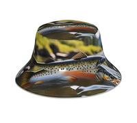 WHJSHOP Brook Trout Chapeau cloche réfléchissant respirant pour homme et femme pour voyage, camping Noir