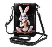 WHJSHOP Bunny Eating Chocolate Ice Cream Picture Petit sac à bandoulière en cuir pour femme, imperméable et durable