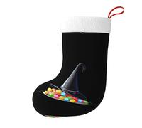 Whjshop Candy Under The Witch Hat Chaussettes de Noël imprimées double face pour décoration d'intérieur de grande capacité