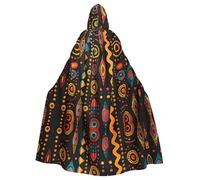 WHJSHOP Cape à capuche africaine tribale ethnique imprimée pour adulte, pour Halloween, jeux de rôle et fêtes costumées