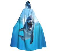 WHJSHOP Cape à capuche amusante avec motif dauphin qui vous regarde, pour Halloween, jeux de rôle et fêtes costumées
