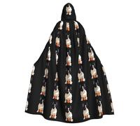 WHJSHOP Cape à capuche Bulldog French And Its Basketball Picture Halloween Adulte Vêtements Homme et Femme Manteau Jeu de rôle
