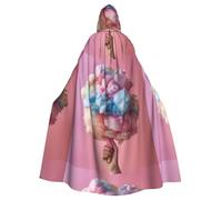 WHJSHOP Cape à capuche colorée pour adulte, motif barbe à papa pour Halloween, jeux de rôle et fêtes costumées