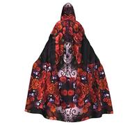WHJSHOP Cape à capuche Day of the Dead Sugar Roses Skull Picture Halloween Adulte pour jeux de rôle, costumes de scène, fêtes Entretien facile