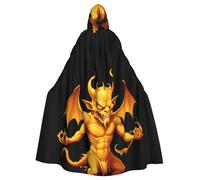 WHJSHOP Cape à capuche effrayante Golden Devil Picture Halloween adulte vêtements homme et femme manteau manteau jeu de rôle