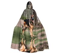 WHJSHOP Cape à capuche en érable avec image de chien de berger allemand pour Halloween, costume de jeu de rôle et fêtes à thème