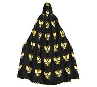 WHJSHOP Cape à capuche jaune avec ailes ouvertes imprimées Halloween adulte sans fermeture éclair, confortable et durable pour les jeux de rôle