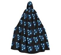 WHJSHOP Cape à capuche lumineuse à cinq pétales pour adulte Motif fleur bleue Halloween Vêtements pour homme et femme Manteau pour jeu de rôle