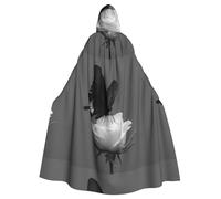 WHJSHOP Cape à capuche noire et blanche pour adulte, motif silence pour Halloween, jeux de rôle et fêtes costumées