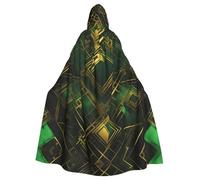 WHJSHOP Cape à capuche pour adulte à motif écossais noir et vert, sans fermeture éclair, confortable et durable pour les jeux de rôle