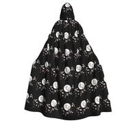 WHJSHOP Cape à capuche pour adulte avec branches de fleurs sous la lune pour Halloween, jeux de rôle et fêtes à thème