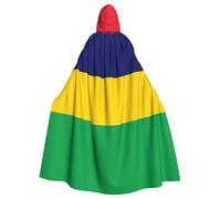 WHJSHOP Cape à capuche pour adulte avec drapeau de l'île Maurice pour Halloween, costume de jeu de rôle et fêtes à thème