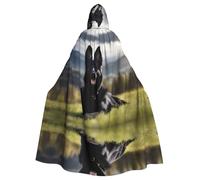 WHJSHOP Cape à capuche pour adulte avec image de berger allemand noir pour Halloween, costume de jeu de rôle et fêtes à thème