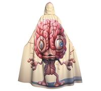 WHJSHOP Cape à capuche pour adulte avec image de cerveau humain pour Halloween, costumes de jeu de rôle et fêtes à thème