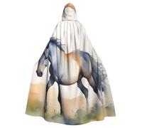 WHJSHOP Cape à capuche pour adulte avec image de cheval aquarelle pour Halloween, costumes de jeu de rôle et fêtes à thème