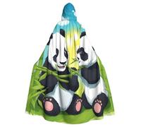 WHJSHOP Cape à capuche pour adulte avec image de deux pandas heureux sans fermeture éclair, confortable et durable pour les jeux de rôle
