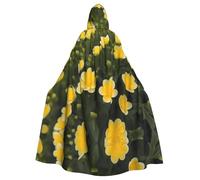 WHJSHOP Cape à capuche pour adulte avec image de fleurs jaunes pour Halloween, jeux de rôle et fêtes à thème