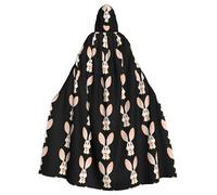 WHJSHOP Cape à capuche pour adulte avec image de lapin Bucktooth pour Halloween, costume de jeu de rôle et fêtes à thème