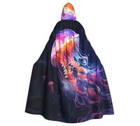 WHJSHOP Cape à capuche pour adulte avec image de méduse colorée pour Halloween, costumes de jeu de rôle et fêtes à thème