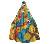 WHJSHOP Cape à capuche pour adulte avec image de perroquets colorés pour Halloween, costumes de jeu de rôle et fêtes à thème