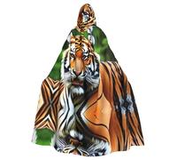 WHJSHOP Cape à capuche pour adulte avec image de tigre féroce pour Halloween, costumes de jeu de rôle et fêtes à thème