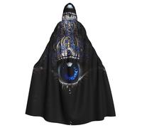 WHJSHOP Cape à capuche pour adulte avec image du mauvais œil pour Halloween, costume de jeu de rôle et fêtes à thème