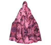 WHJSHOP Cape à capuche pour adulte avec imprimé camouflage et feuilles roses pour Halloween, jeux de rôle et fêtes costumées