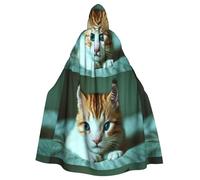 WHJSHOP Cape à capuche pour adulte avec imprimé chaton triste pour Halloween, jeux de rôle et fêtes costumées