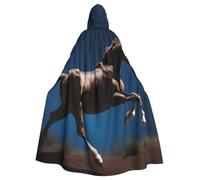 WHJSHOP Cape à capuche pour adulte avec imprimé cheval sous la lune, sans fermeture éclair, confortable et durable pour les jeux de rôle