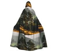 WHJSHOP Cape à capuche pour adulte avec imprimé épicéa dans la vallée sans fermeture éclair, confortable et durable pour les jeux de rôle