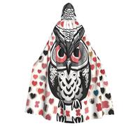 WHJSHOP Cape à capuche pour adulte avec imprimé hibou d'amour pour Halloween, jeux de rôle et fêtes costumées