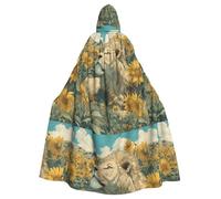 WHJSHOP Cape à capuche pour adulte avec imprimé lion et tournesol, sans fermeture éclair, confortable et durable pour les jeux de rôle