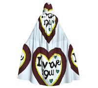 WHJSHOP Cape à capuche pour adulte avec imprimé Love Confessions pour Halloween, jeux de rôle et fêtes costumées